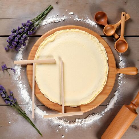 2 Pcs Crepe Spreader Wooden Crepe Maker, Spatula Pancake Batter Spreader, T-Shaped Tool Stick for Flat Tortilla Shells, Galettes-Round Food Pastry Tool, Crepe Makers in Saudi Arabia