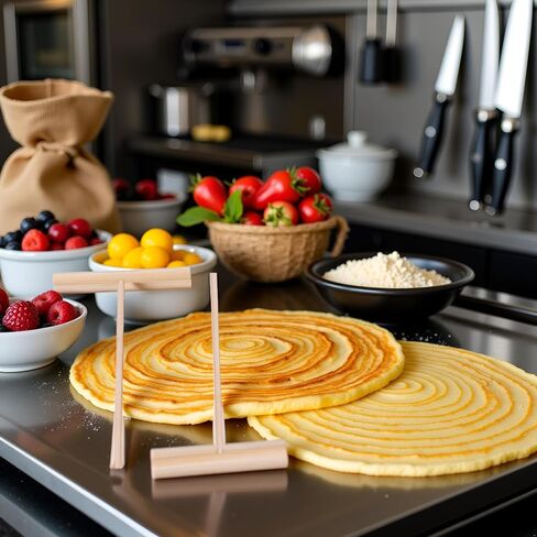 2 Pcs Crepe Spreader Wooden Crepe Maker, Spatula Pancake Batter Spreader, T-Shaped Tool Stick for Flat Tortilla Shells, Galettes-Round Food Pastry Tool, Crepe Makers in Saudi Arabia