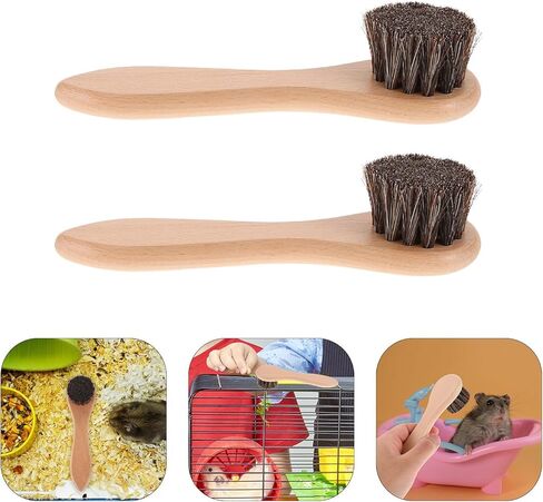 Luxshiny 2PCS Soft Bristle Grooming Brush for Small Pets with Wood Handle Bathing and Cleaning Tool for Hamsters Guinea Pigs Rabbits Multi-pet Compatible Hair Removal Comfortable Bath in Saudi Arabia