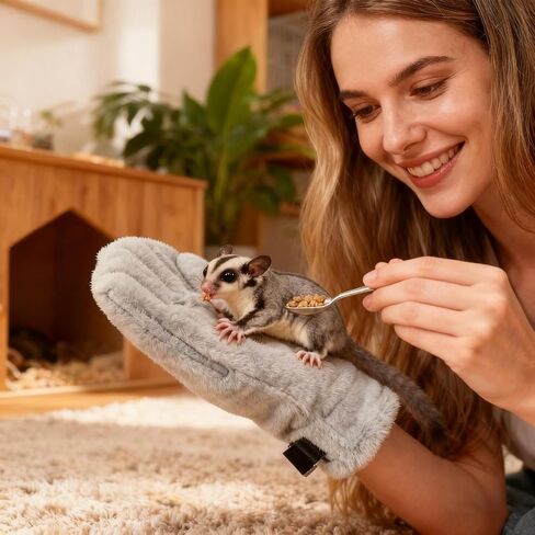 Pet Grooming Gloves - Bonding Training Mitt | Small Animal Pet Grooming Mittens | for Hedgehogs Hamsters Squirrels Bunny Puppy Bird Kitten Chicks Sleeping in Saudi Arabia