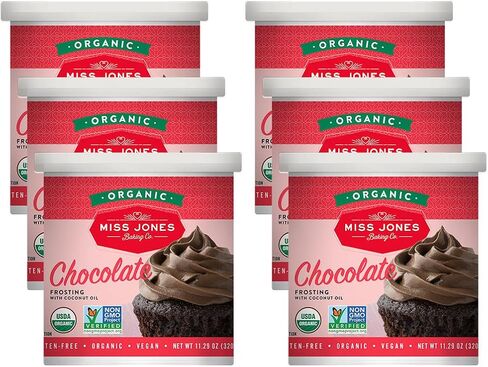 Miss Jones Baking Organic Buttercream Frosting, Perfect for Icing and Decorating, Vegan-Friendly: Rich Fudge Chocolate (Pack of 6) in Saudi Arabia