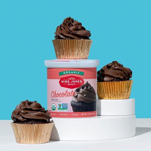 Miss Jones Baking Organic Buttercream Frosting, Perfect for Icing and Decorating, Vegan-Friendly: Rich Fudge Chocolate (Pack of 6) in Saudi Arabia
