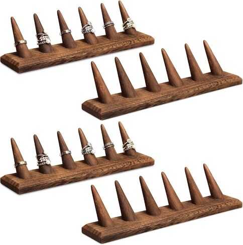 MOOCA 4-Piece Ring Display Stand Set -Jewelry Holder, Finger Ring Showcase Organizer, Antique White in Saudi Arabia
