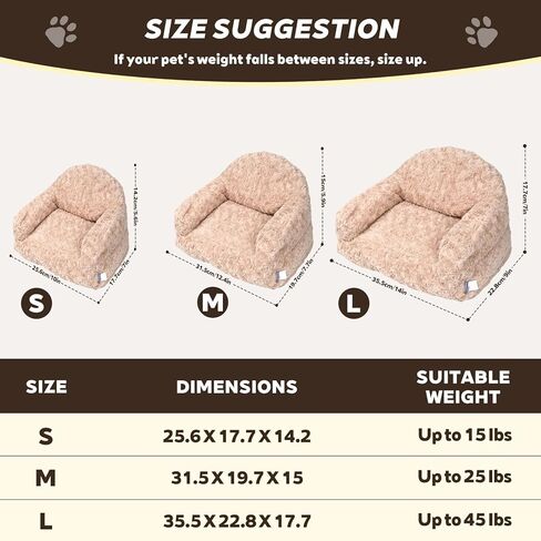 سرير أريكة للقطط من Vigoamar، مقاس 25.6 × 17.7 × 14.2 بوصة، أسرّة قطط فاخرة منفوشة للاستخدام الداخلي للقطط، أريكة للحيوانات الأليفة مع غطاء مريح قابل للغسل وقاعدة غير قابلة للانزلاق للقطط الصغيرة (حجم صغير، بيج) in Kuwait