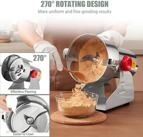 High-Speed Stainless Steel Herb Grinder Mill, 304 Portable Pulverizer with Timing Function, Electric Spice Grinder 1000g, 32000 RPM for Efficient Grinding in Saudi Arabia