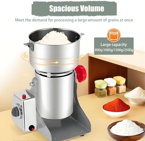 High-Speed Stainless Steel Herb Grinder Mill, 304 Portable Pulverizer with Timing Function, Electric Spice Grinder 1000g, 32000 RPM for Efficient Grinding in Saudi Arabia