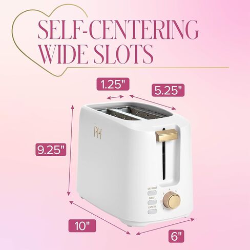 Paris Hilton 2-Slice Toaster, Extra-Wide Slots, 7 Browning Settings, Bagel & Defrost Functions, Removable Crumb Tray, Pink in Saudi Arabia