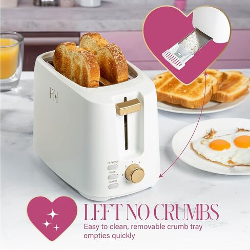 Paris Hilton 2-Slice Toaster, Extra-Wide Slots, 7 Browning Settings, Bagel & Defrost Functions, Removable Crumb Tray, Pink in Saudi Arabia