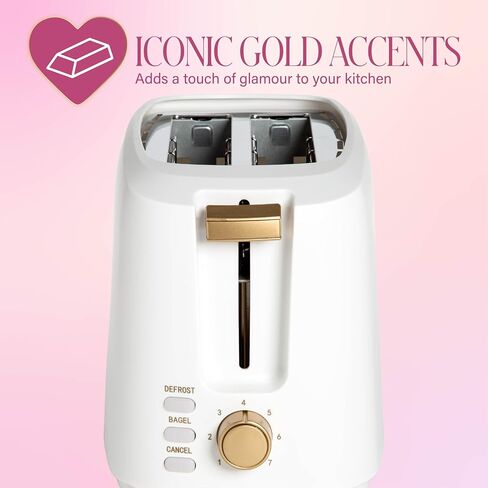 Paris Hilton 2-Slice Toaster, Extra-Wide Slots, 7 Browning Settings, Bagel & Defrost Functions, Removable Crumb Tray, Pink in Saudi Arabia