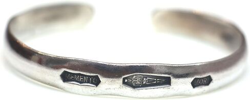 Steel punch imprinted memento mori silver cuff bracelet in Saudi Arabia