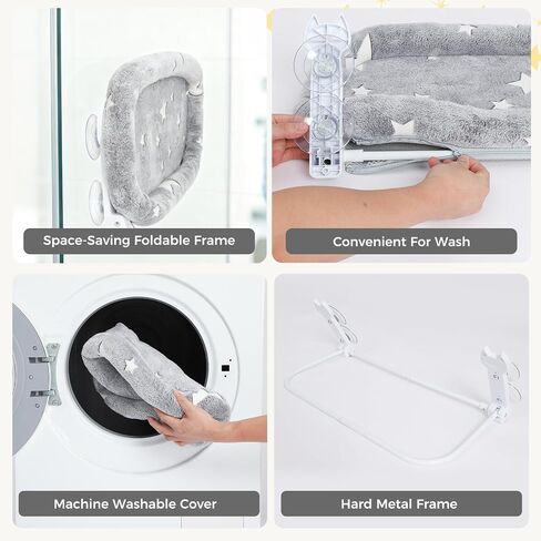 Homimp Cat Window Perch، أرجوحة نافذة القط اللاسلكية للجدار مع 4 أكواب شفط قوية، إطار معدني صلب وغطاءين قابلين للاستبدال، سرير قطط قابل للطي للقطط الكبيرة والقطط، مقعد داخلي للحيوانات الأليفة، رمادي L in Kuwait
