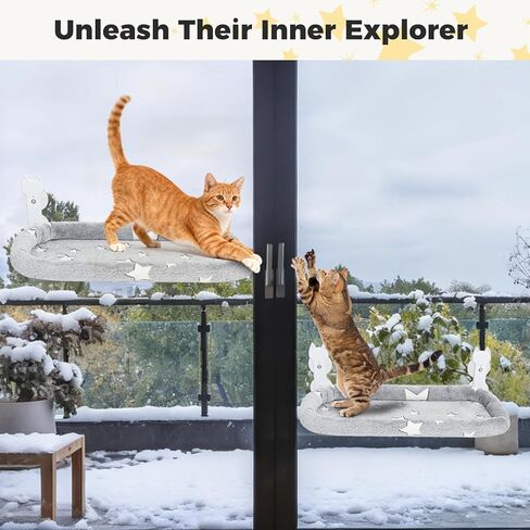 Homimp Cat Window Perch، أرجوحة نافذة القط اللاسلكية للجدار مع 4 أكواب شفط قوية، إطار معدني صلب وغطاءين قابلين للاستبدال، سرير قطط قابل للطي للقطط الكبيرة والقطط، مقعد داخلي للحيوانات الأليفة، رمادي L in Kuwait