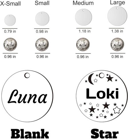Stainless Steel Dogs Cats ID Tags, 14 Shapes Easy Open Ring Engraved Name Text for Pets in Saudi Arabia