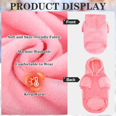 EXPAWLORER Flannel Basic Dog Hoodie - Winter Fall Warm Soft Fleece Sweater with Leash Hole and Pocket, Cold Weather Pet Clothes Coat Sweatshirt for Small Medium Large Dogs Puppy Cats Pink XL in Saudi Arabia