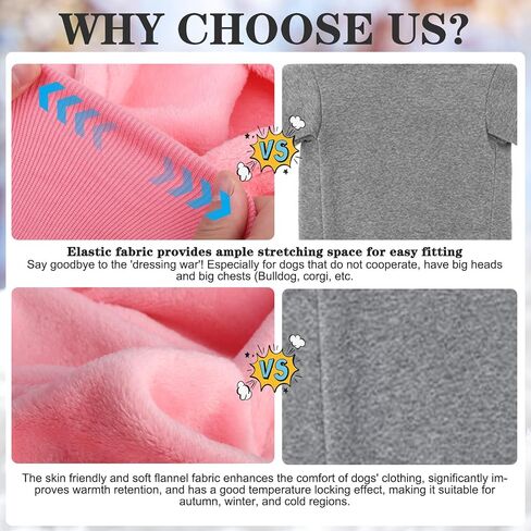 EXPAWLORER Flannel Basic Dog Hoodie - Winter Fall Warm Soft Fleece Sweater with Leash Hole and Pocket, Cold Weather Pet Clothes Coat Sweatshirt for Small Medium Large Dogs Puppy Cats Pink XL in Saudi Arabia
