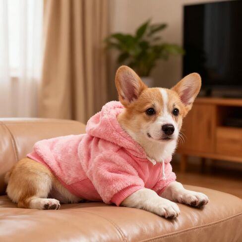 EXPAWLORER Flannel Basic Dog Hoodie - Winter Fall Warm Soft Fleece Sweater with Leash Hole and Pocket, Cold Weather Pet Clothes Coat Sweatshirt for Small Medium Large Dogs Puppy Cats Pink XL in Saudi Arabia