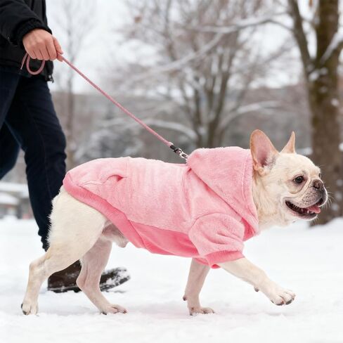 EXPAWLORER Flannel Basic Dog Hoodie - Winter Fall Warm Soft Fleece Sweater with Leash Hole and Pocket, Cold Weather Pet Clothes Coat Sweatshirt for Small Medium Large Dogs Puppy Cats Pink XL in Saudi Arabia