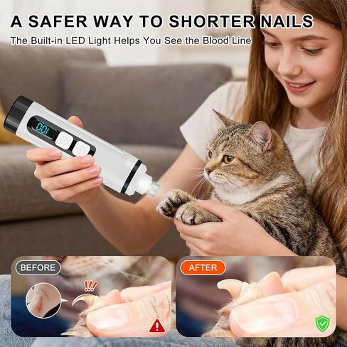 مطحنة أظافر الكلاب، كهربائية هادئة مع ضوء LED، سرعتين، مطحنة أظافر الحيوانات الأليفة الاحترافية للكلاب والقطط، أداة آمنة للعناية بمخالب الكلاب الصغيرة والمتوسطة والكبيرة in Kuwait