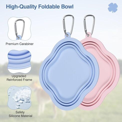 Collapsible Dog Bowls, 2-Pack Dog Water Bowl for Walking Parking Traveling Portable Pet Feeding Bowl, Travel Essentials for Cats and Dogs in Saudi Arabia
