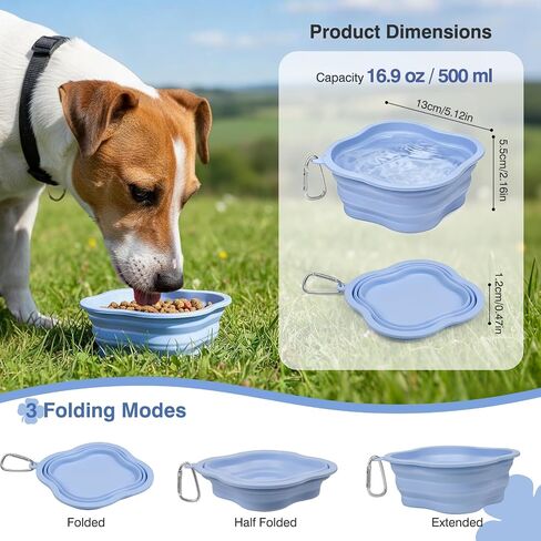 Collapsible Dog Bowls, 2-Pack Dog Water Bowl for Walking Parking Traveling Portable Pet Feeding Bowl, Travel Essentials for Cats and Dogs in Saudi Arabia