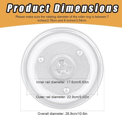10.6in Microwave Glass Turntable, Microwave Glass Plate Tray Replacement Parts Compatible with Danby Panasonic Galanz Emerson Furrion Avanti Oster Hamilton Beach P90D23AL-R1/GE WB48X26755/WPW10551236 in Saudi Arabia