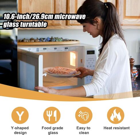 10.6in Microwave Glass Turntable, Microwave Glass Plate Tray Replacement Parts Compatible with Danby Panasonic Galanz Emerson Furrion Avanti Oster Hamilton Beach P90D23AL-R1/GE WB48X26755/WPW10551236 in Saudi Arabia