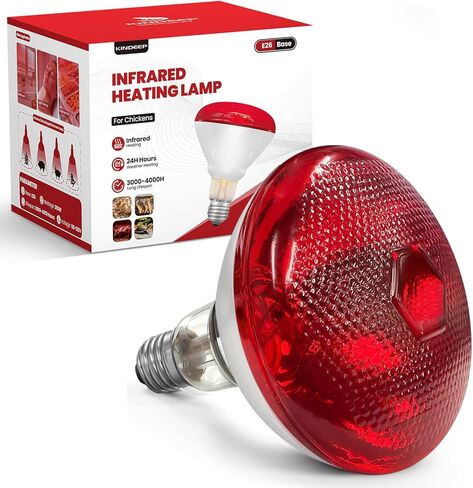 مصباح الحرارة بالأشعة تحت الحمراء للدجاج: لمبة المصباح الحراري الأحمر بقدرة 250 وات - مصابيح الإضاءة الحرارية لدجاج الحضانة والحيوانات الأليفة وخدمة طعام الزواحف والعلاج بالضوء في الحمام - مصابيح الإضاءة المتوهجة بالأشعة تحت الحمراء للدجاج - عبوة واحدة in Kuwait