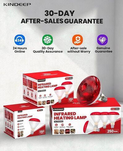 مصباح الحرارة بالأشعة تحت الحمراء للدجاج: لمبة المصباح الحراري الأحمر بقدرة 250 وات - مصابيح الإضاءة الحرارية لدجاج الحضانة والحيوانات الأليفة وخدمة طعام الزواحف والعلاج بالضوء في الحمام - مصابيح الإضاءة المتوهجة بالأشعة تحت الحمراء للدجاج - عبوة واحدة in Kuwait