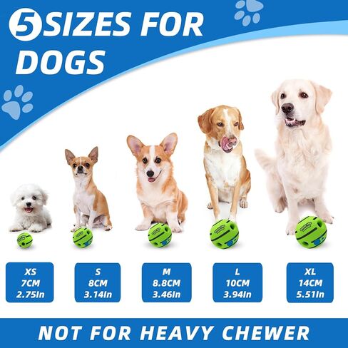 كرة ألعاب للكلاب، كرة تفاعلية للكلاب، تهتز بصوت هزاز، للتدريب والرعي، مقاس متوسط، 3.46 بوصة (8.8 سم) in Kuwait