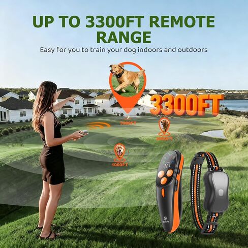 Shock Collar for Dog - 3300FT Dog Shock Collar with Remote, IP67 Waterproof Training Collar with 3 Modes & LED Light, Rechargeable e Collar for Large Medium Small Dogs in Saudi Arabia