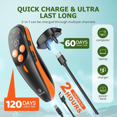 Shock Collar for Dog - 3300FT Dog Shock Collar with Remote, IP67 Waterproof Training Collar with 3 Modes & LED Light, Rechargeable e Collar for Large Medium Small Dogs in Saudi Arabia