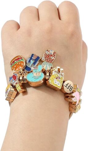 Essenburg Heart Rose Gold Charm Pandora Inspired Style Bracelet Silver Color Heart Charm 19CM in Kuwait