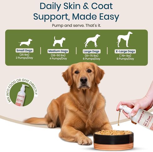 معزز صحة الجلد والمعطف - زيت سلمون ألاسكا البري للكلاب، مكمل زيت السمك أوميجا 3 السائل مع الأحماض الدهنية EPA وDHA للمعطف، وتخفيف حكة الجلد الجاف، والتساقط، والمفاصل، 8 أونصة in Kuwait