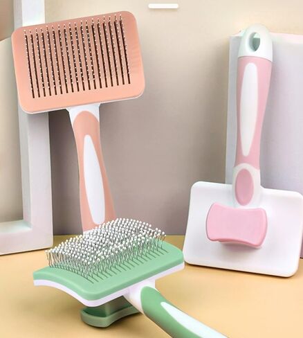 Self-cleaning sliding brush for dogs and cats, lightweight dog detangling brush for massaging and combing, cat brush gently removes undercoat in Saudi Arabia