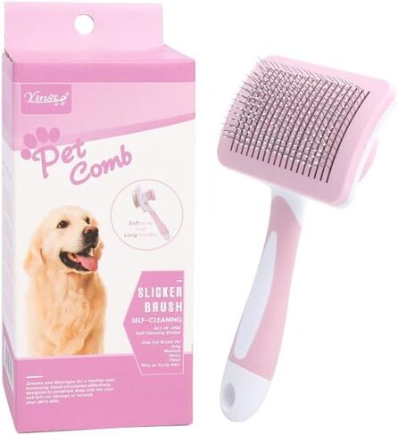 Self-cleaning sliding brush for dogs and cats, lightweight dog detangling brush for massaging and combing, cat brush gently removes undercoat in Saudi Arabia