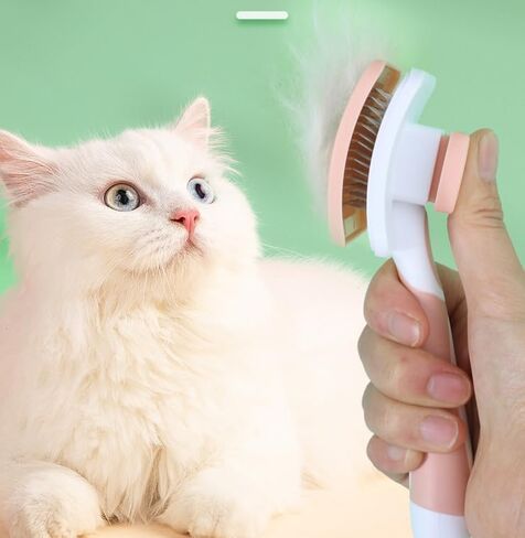 Self-cleaning sliding brush for dogs and cats, lightweight dog detangling brush for massaging and combing, cat brush gently removes undercoat in Saudi Arabia