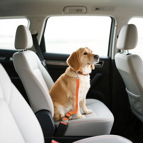 Dog Seat Belts for Cars, Anti-Shock Adjustable Elastic Nylon Bungee Buffer Dog Car Safety Harness, Safety Heavy Duty Elastic Dog Seatbelt Tether for Small Medium Large Dogs/Cats(Black) in Saudi Arabia