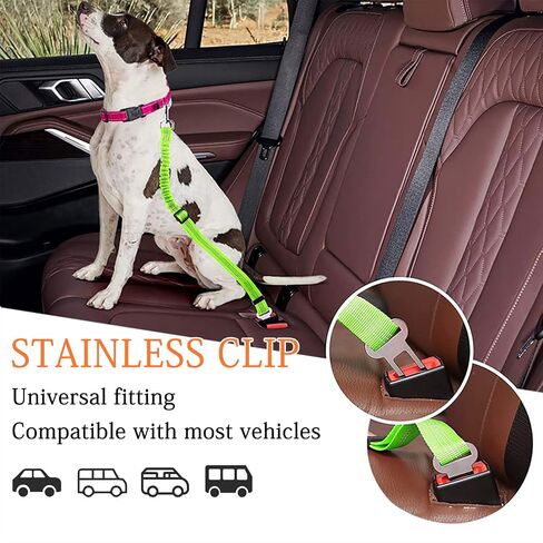 Dog Seat Belts for Cars, Anti-Shock Adjustable Elastic Nylon Bungee Buffer Dog Car Safety Harness, Safety Heavy Duty Elastic Dog Seatbelt Tether for Small Medium Large Dogs/Cats(Black) in Saudi Arabia