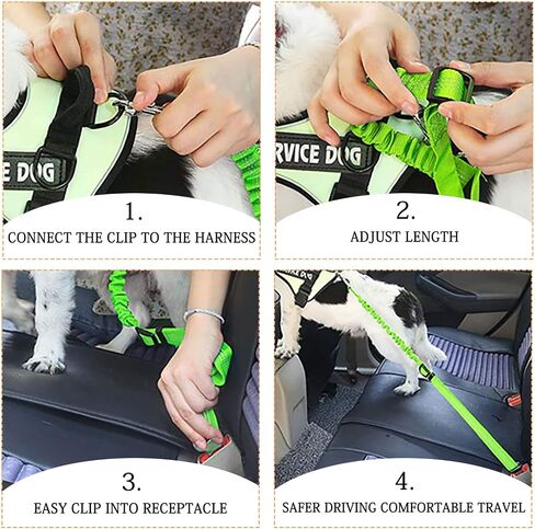 Dog Seat Belts for Cars, Anti-Shock Adjustable Elastic Nylon Bungee Buffer Dog Car Safety Harness, Safety Heavy Duty Elastic Dog Seatbelt Tether for Small Medium Large Dogs/Cats(Black) in Saudi Arabia