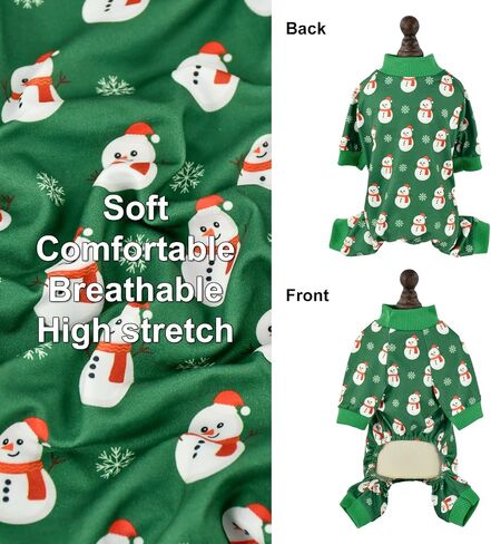 Vehomy 2-Pack Christmas Dog Pajamas Xmas Pet Pjs with Snowman Elk Patterns Christmas Dog Onesie Jumpsuits Jammies Clothes Stretchy Shirts Comfy Outfit Costume Apparel for Small Medium Large Dogs XL in Saudi Arabia