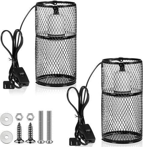 VIHOSE 1 Pcs Reptile Heat Lamp Guard with 150W Ceramic Heat Emitter Basking Anti Scald Heating Lamp Holder Mesh Cage Reptile Protection Lampshades for Lizard Snake Chick, Bulb Not Included in Saudi Arabia