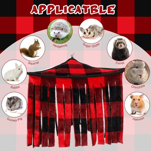 Huwena 4 Pcs Guinea Pig Hideout Christmas Plaid Fleece Hideaway Toys Cage Accessories Small Animals Corner Triangular Hammock Hamster Ferret Playing Sleeping Bed for Hedgehog Bunny Chinchillas in Saudi Arabia