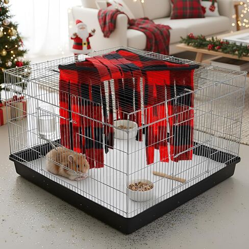 Huwena 4 Pcs Guinea Pig Hideout Christmas Plaid Fleece Hideaway Toys Cage Accessories Small Animals Corner Triangular Hammock Hamster Ferret Playing Sleeping Bed for Hedgehog Bunny Chinchillas in Saudi Arabia
