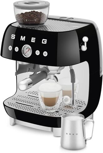 Smeg EGF03 Semi-Automatic Espresso Machine with Built-In Grinder, Dual Thermoblock, 50’s Retro Style – Cream (120 V) in Saudi Arabia