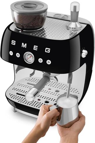 Smeg EGF03 Semi-Automatic Espresso Machine with Built-In Grinder, Dual Thermoblock, 50’s Retro Style – Cream (120 V) in Saudi Arabia