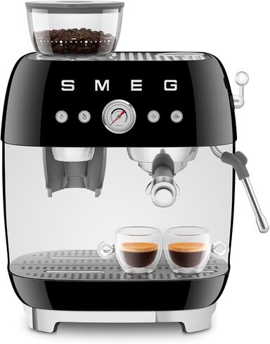 Smeg EGF03 Semi-Automatic Espresso Machine with Built-In Grinder, Dual Thermoblock, 50’s Retro Style – Cream (120 V) in Saudi Arabia