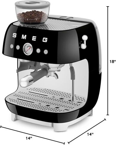 Smeg EGF03 Semi-Automatic Espresso Machine with Built-In Grinder, Dual Thermoblock, 50’s Retro Style – Cream (120 V) in Saudi Arabia