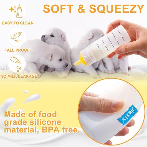 3 Pack Kitten Silicone Bottle Feeding Kit,Nipple & Feeding Kit for Kittens, Reusable Newborn Kitten Supplies, Suitable for Feeding Kitten, Puppy, Rabbit,Hamster (Yellow, Large) in Saudi Arabia