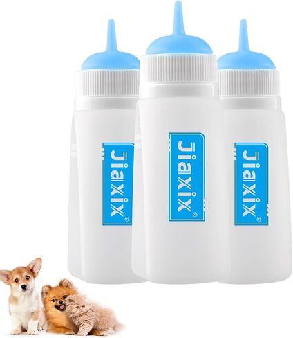 3 Pack Kitten Silicone Bottle Feeding Kit,Nipple & Feeding Kit for Kittens, Reusable Newborn Kitten Supplies, Suitable for Feeding Kitten, Puppy, Rabbit,Hamster (Yellow, Large) in Saudi Arabia