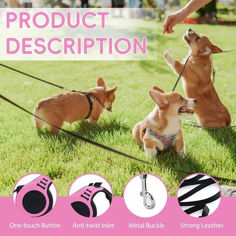 Retractable Dog Leash Automatic Telescopic Tractor Dog Tape with Non-Slip Handle, Suitable for Small and Medium-Sized in Saudi Arabia